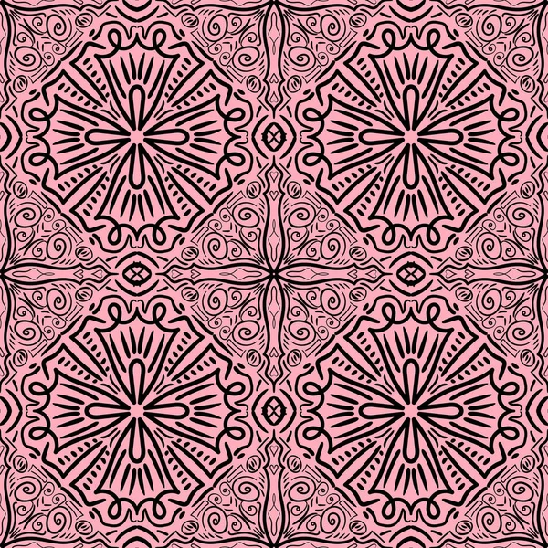 Patrón Abstracto Sin Costuras Fondo Vectorial Dibujado Mano Mandala Sin — Vector de stock