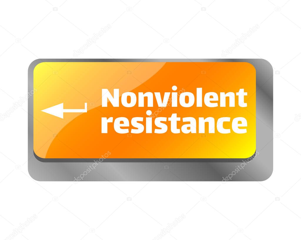 Nonviolent resistance . Close up of keyboard, enter computer key.