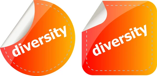Diversity Word Stickers Button Set Label — Stock Photo, Image