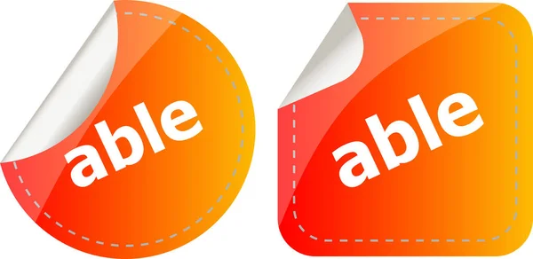 Able Word Stickers Set Icon Button Isolated White — Stock Photo, Image