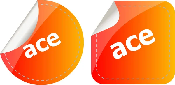 Ace Stickers Set Icon Button Isolated White — Stock Photo, Image