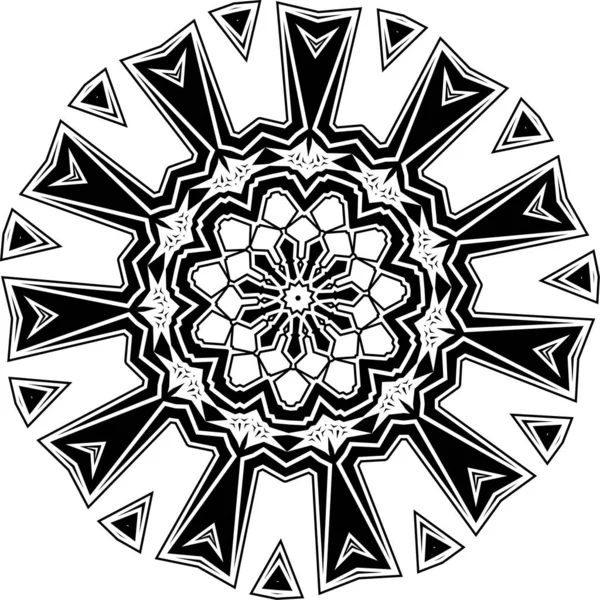 Mandala Isolated White Background Abstract Pattern Vector Illustration Retro Black — Stock Vector