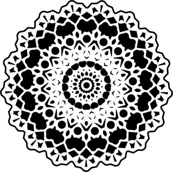 Mandala Modello Bianco Nero Elementi Decorativi Vintage Sfondo Disegnato Mano — Vettoriale Stock