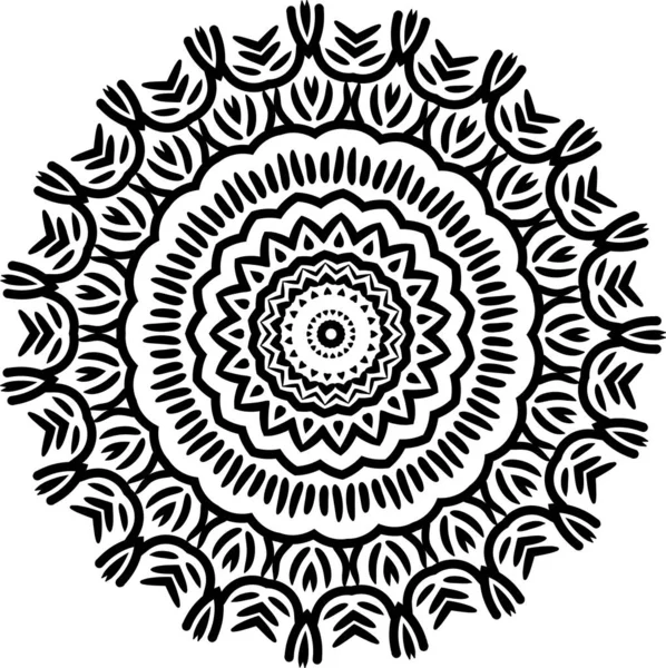 Indian Decorative Mandala Black White Texture Abstract Pattern Tattoo Any — Stock Vector