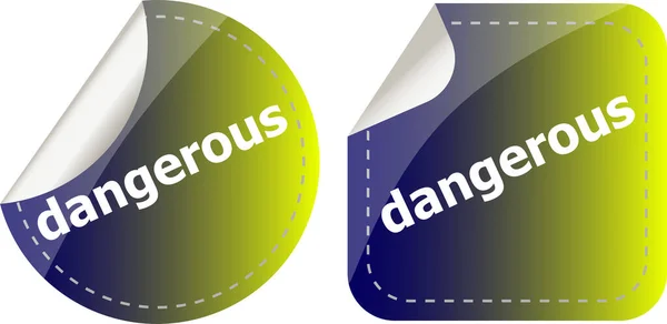 Dangerous Word Stickers Web Button Set Label Icon — Stock Photo, Image