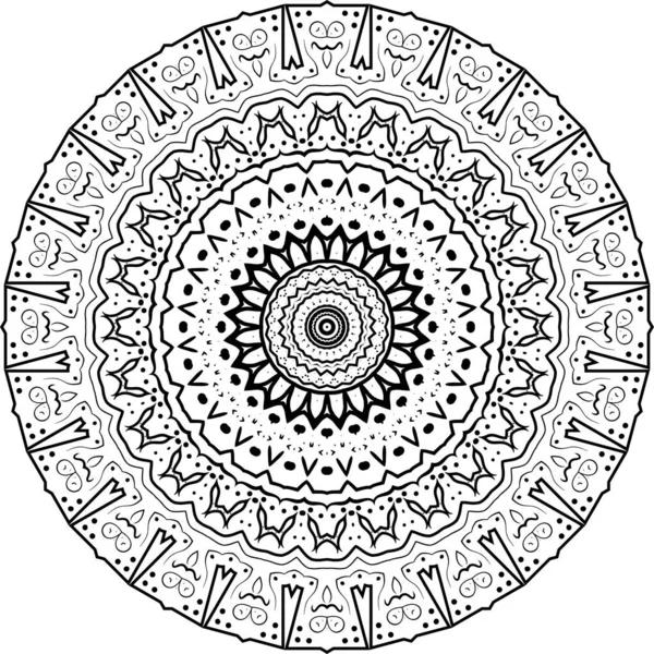 Mandala Modèle Noir Blanc Éléments Décoratifs Vintage Fond Dessiné Main — Image vectorielle