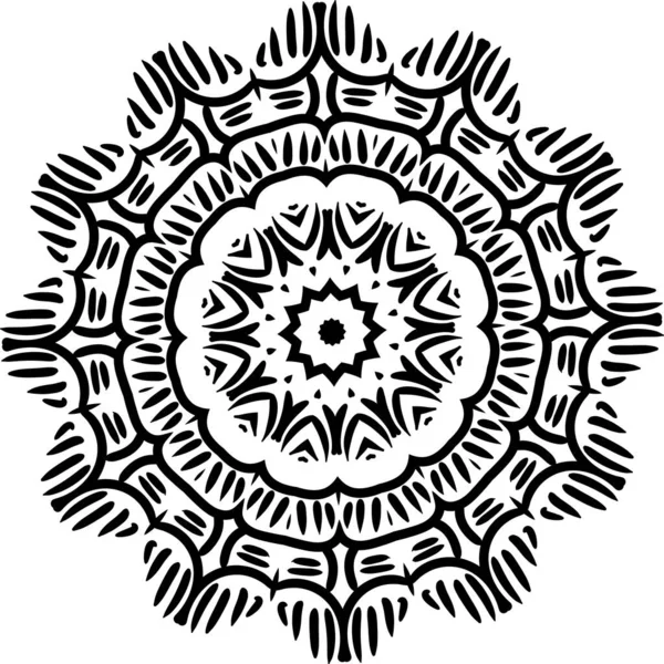 Indian Decorative Mandala Black White Texture Abstract Pattern Tattoo Any — Stock Vector