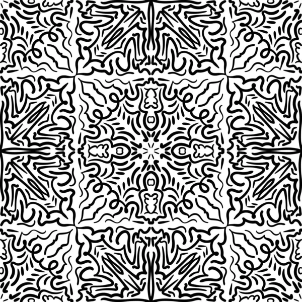 Patrón Abstracto Sin Costuras Colores Blanco Negro Fondo Vectorial Dibujado — Vector de stock