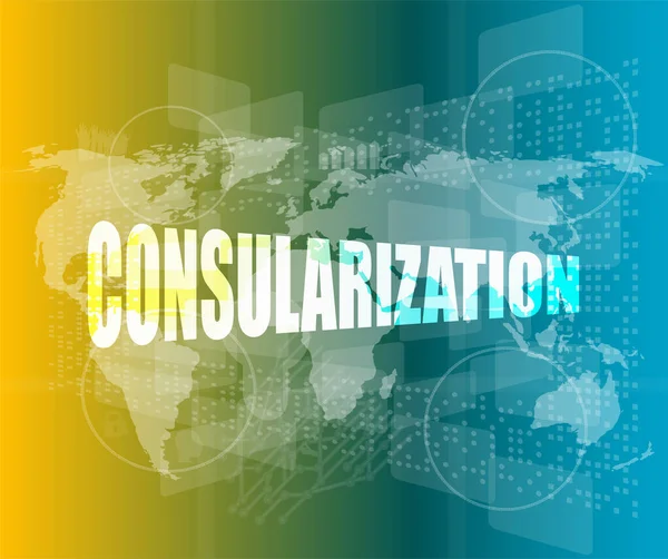 Concepto Gestión Palabras Consularización Pantalla Digital —  Fotos de Stock