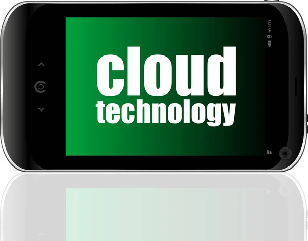 Text Cloud Technologie Ist Ein Konzept Detaillierte Moderne Smartphones — Stockfoto