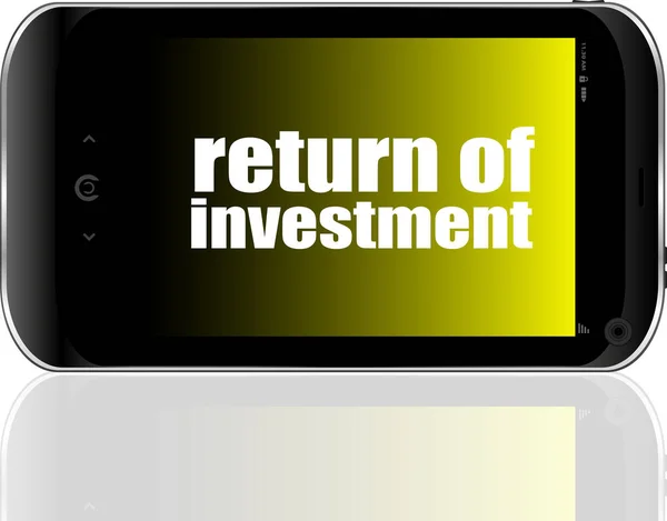 Concept Entreprise Retour Texte Investissement Smartphone Moderne Détaillé — Photo