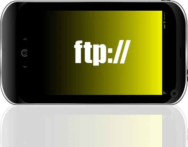 Ftp Tekst Globaal Communicatieconcept Gedetailleerde Moderne Smartphone — Stockfoto