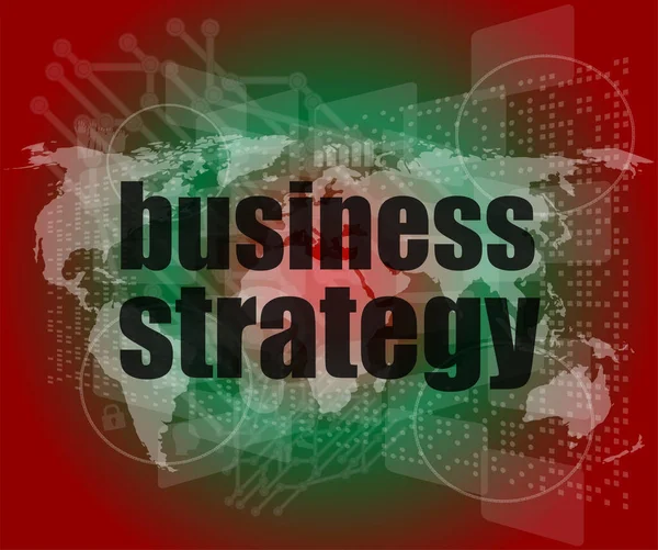 Business Strategy Word Digital Screen Mission Control Interface Technology — 스톡 사진