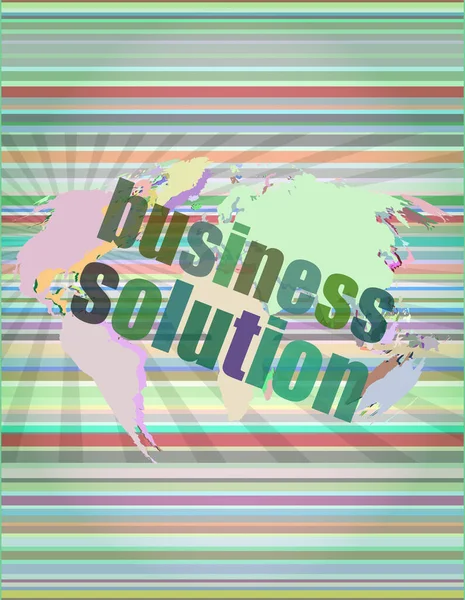 Words Business Solution Digital Screen Business Concept — Stock Photo, Image