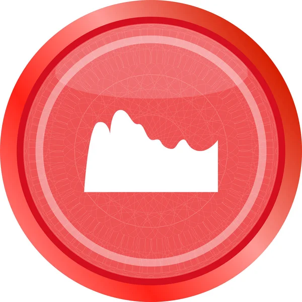 Beyaz arkaplanda izole edilmiş parlak web simgesi üzerindeki dağ