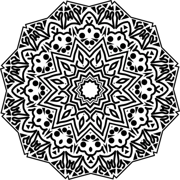 Mandala Modello Bianco Nero Elementi Decorativi Vintage Sfondo Disegnato Mano — Vettoriale Stock