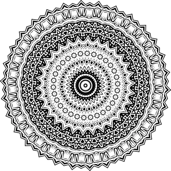 Mandala Décoratif Indien Texture Noire Blanche Modèle Abstrait Pour Tatouage — Image vectorielle