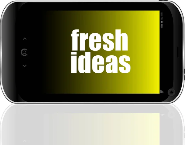 新鮮なアイデアのテキスト ビジネスコンセプト 詳細現代のスマートフォン — ストック写真