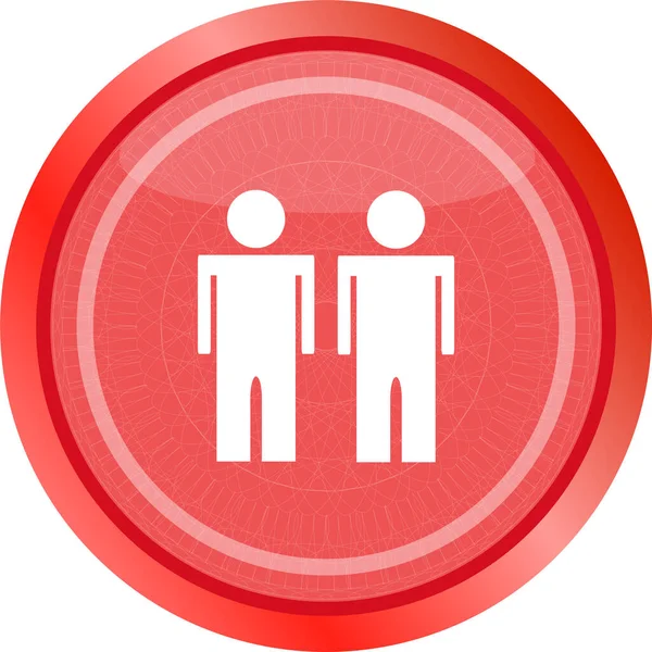 Botão Ícone Com Dois Homens Dentro Isolado Branco — Fotografia de Stock