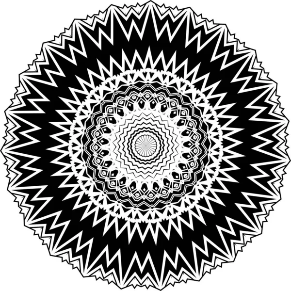 Mandala Isolated White Background Abstract Pattern Vector Illustration Retro Black — Stock Vector