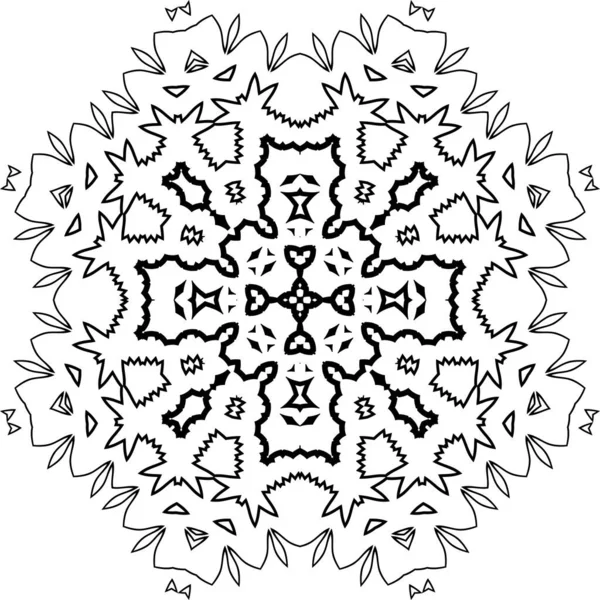 Mandala Modello Bianco Nero Elementi Decorativi Vintage Sfondo Disegnato Mano — Vettoriale Stock