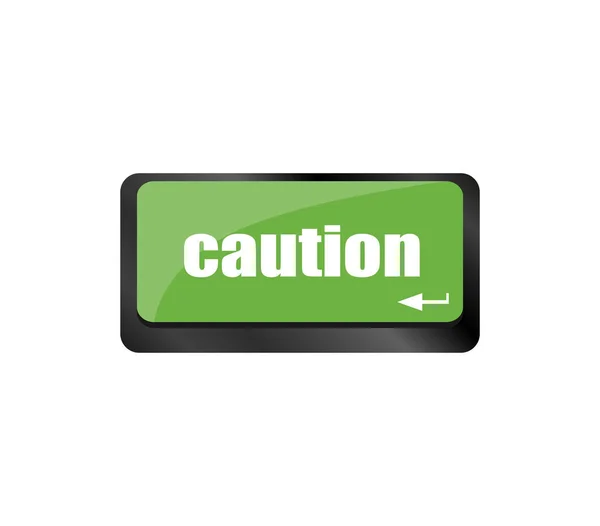 现代计算机键盘上的警告按钮 带有文字警告 — 图库照片