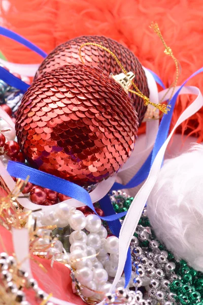 Christmas balls, new year decoration with pearls — Stock Photo, Image