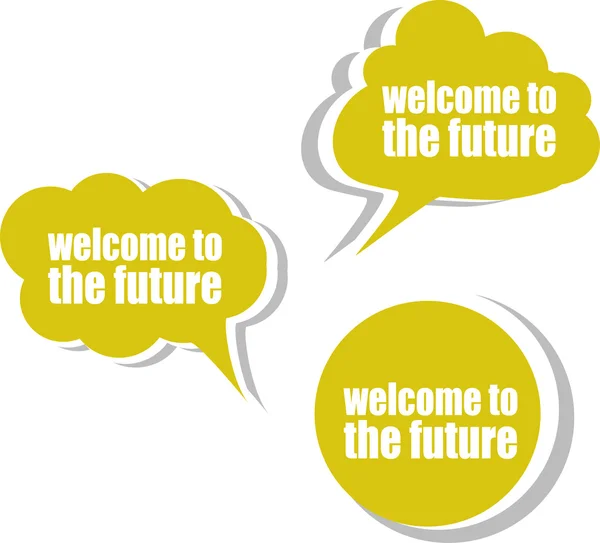 Üdvözöljük, hogy a jövőben. csoportja, matricák, címkék, címkék. üzleti bannerek, infographics sablon — Stock Fotó