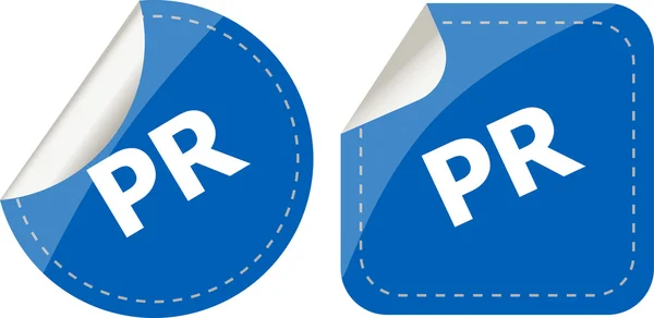 Pr word on stickers set, icon button — Stock Photo, Image