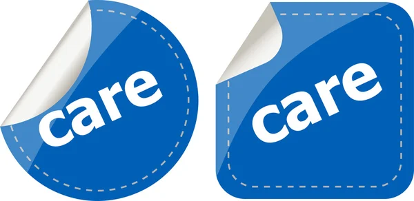 ( 영어 ) Care word stickers set, web icon button — 스톡 사진