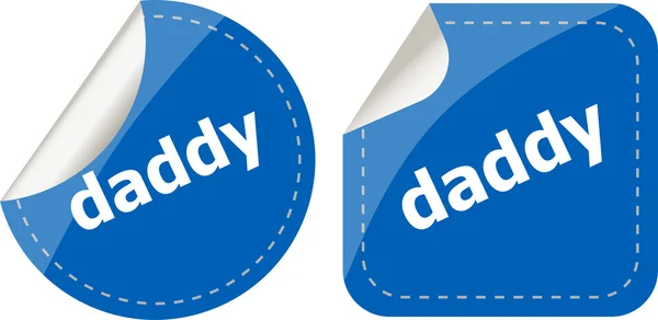 Daddy word on stickers web button set, label, icon — стоковое фото