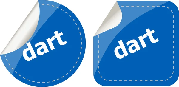 Dart woord stickers web button set, label, icoon — Stockfoto