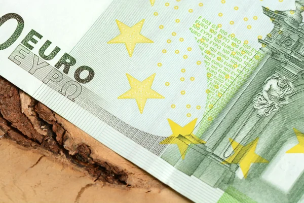 Zavřete makro detail peníze eurobankovek — Stock fotografie