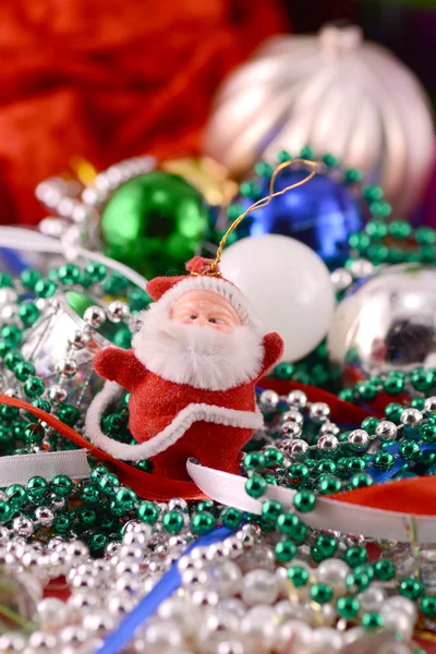 Santa Claus with Christmas toys, new year decoration — Stock Photo, Image