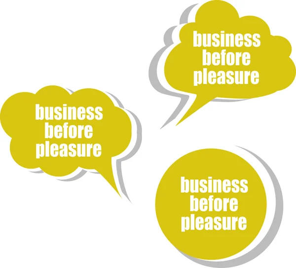 Business before pleasure. Set of stickers, labels, tags. Business banners, Template for infographics — Stock Photo, Image