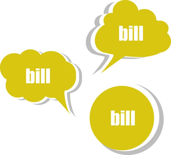 Bill woord over moderne banner ontwerpsjabloon. aantal stickers, etiketten, tags wolken — Stockfoto