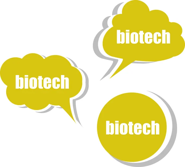 Biotech ord om moderna banner formgivningsmall. uppsättning av klistermärken — Stockfoto