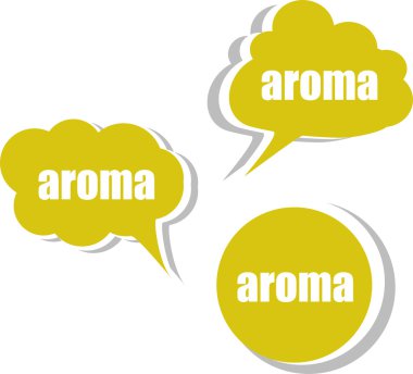 Aroma. Etiketler, etiket, Etiketler kümesi. Şablon için Infographics