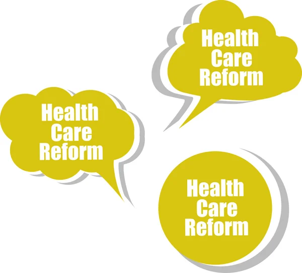 Reforma dos cuidados de saúde, conjunto de adesivos, rótulos, etiquetas. Modelo para infográficos — Fotografia de Stock