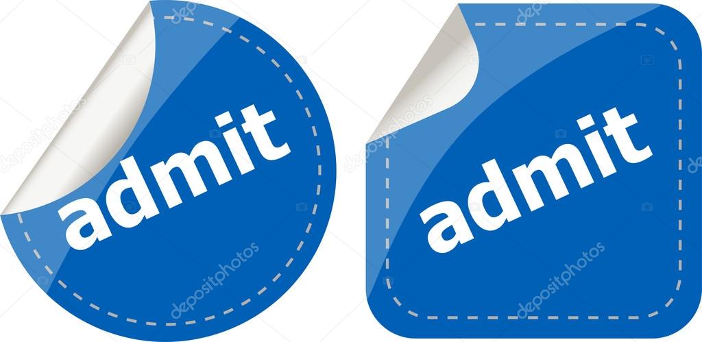 Admitir conjunto de adesivos palavra, botão ícone, conceito de negócio