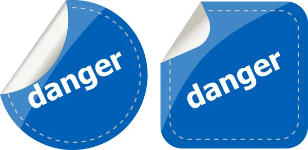 Danger word on stickers web button set, label, icon — Stock Photo, Image