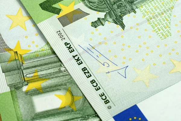 Close up macro detail of euro money banknotes — Stock Photo, Image