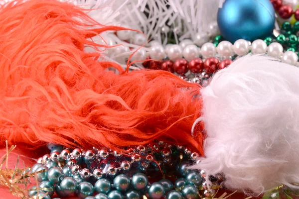 Christmas balls, diamonds and ribbon, new year decoration — Stock Photo, Image