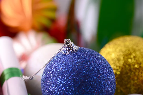 Christmas balls set, new year holiday card — Stock Photo, Image
