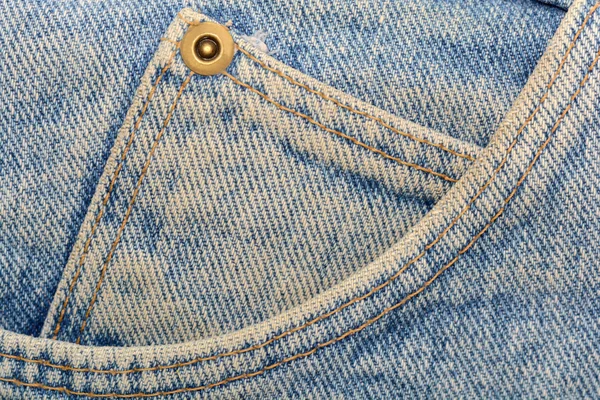 Fecho de bolso de ganga, fundo de textura de jeans e bolsos — Fotografia de Stock