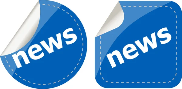 Conjunto de adesivos de notícias, botão de ícone isolado no branco — Fotografia de Stock