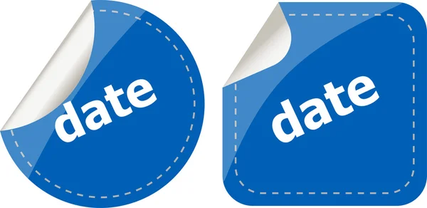 Datum woord-stickers web knop set, label, pictogram — Stockfoto