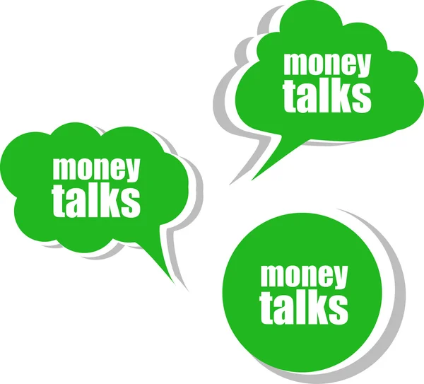 Συζητήσεις χρημάτων. Σετ αυτοκόλλητα, ετικέτες, ετικέτες. επιχειρησιακά εμβλήματά — Φωτογραφία Αρχείου
