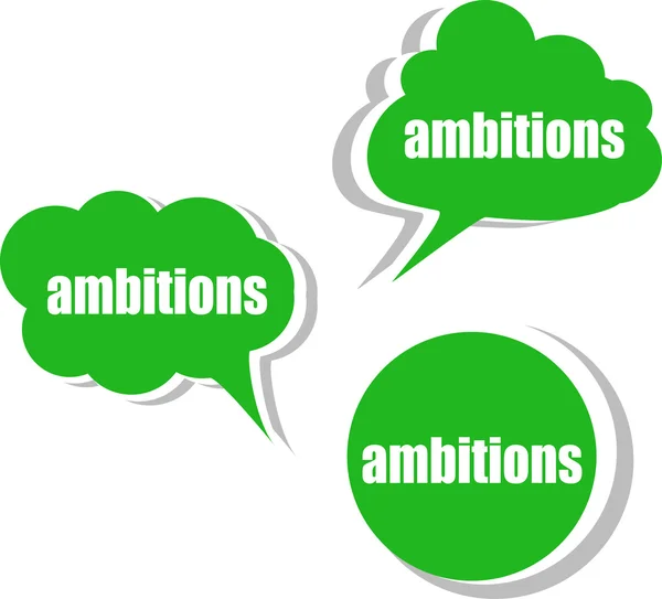 Ambíciók szó modern banner design sablon. csoportja, matricák, címkék, címkék, felhők — Stock Fotó
