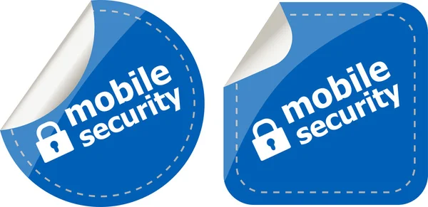 Mobile security stickers label tag set isolated on white — Stock Photo, Image